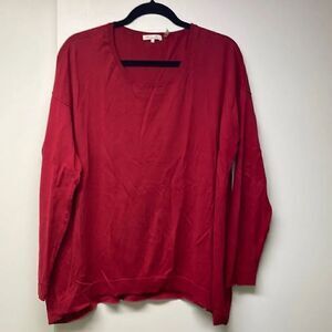 Minnie Rose Red Cotton Sweater, Size XL
